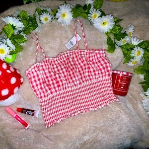 New American Eagle gingham crop top 🍒 medium